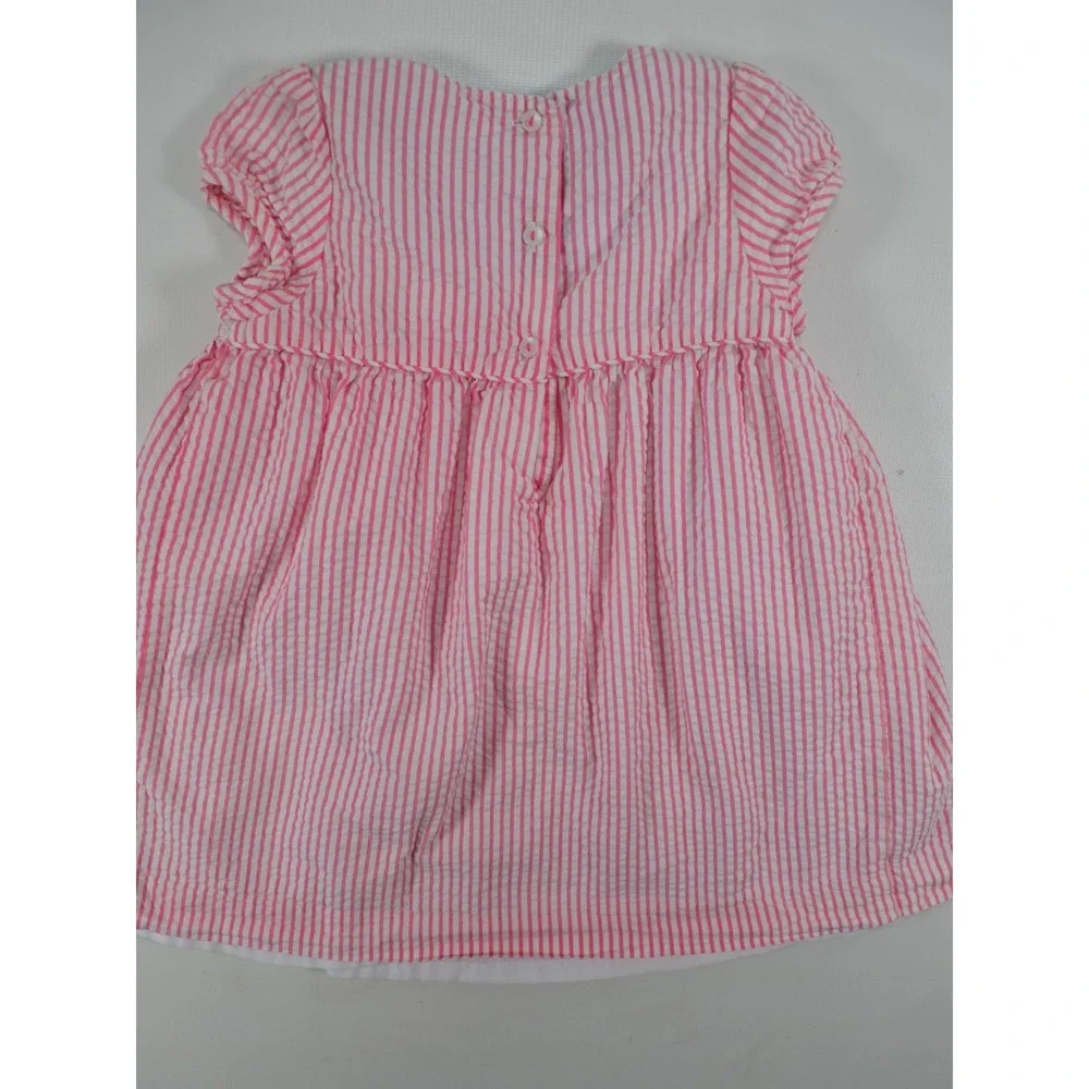 Tommy Hilfiger Vintage‎ Girls Dress Seersucker Pink Striped Size 12-18 Months